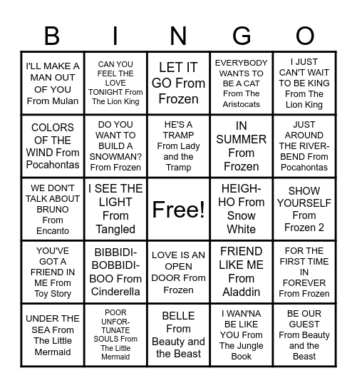 🏰👸🏻Disney Doses🤴🐭 Bingo Card