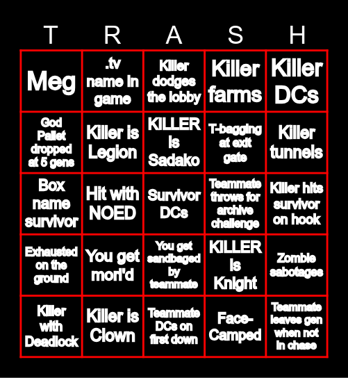 Ultimate DBD Bingo Card