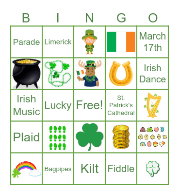 Saint Patrick's Day Bingo Card
