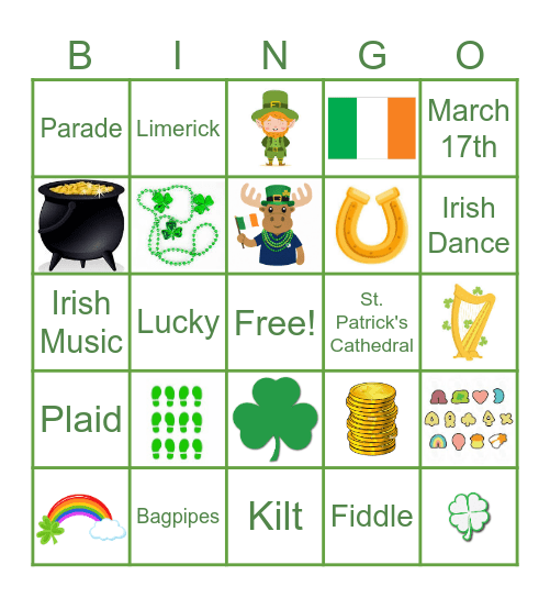 Saint Patrick's Day Bingo Card