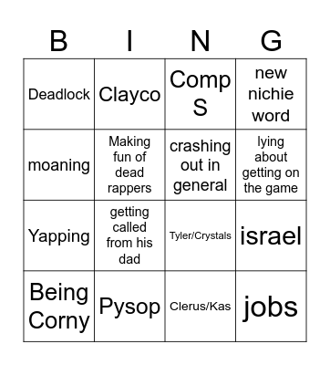 Jeremy Bingo Card