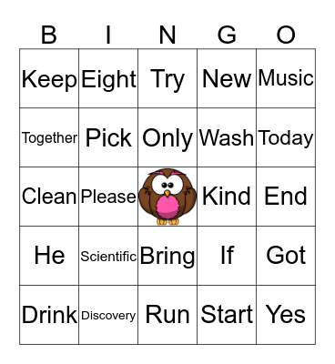 Finding Sight Words Bingo Card
