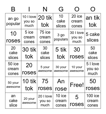 1 COIN BINGO Card