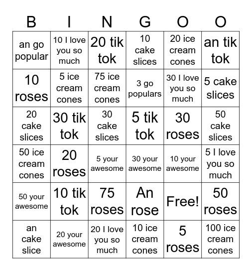 1 COIN BINGO Card
