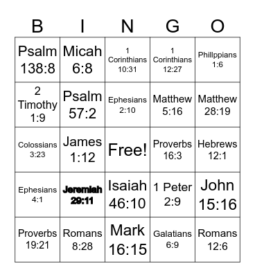Bible Bingo Card
