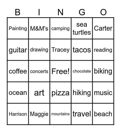All About Mr. Wood Bingo Card