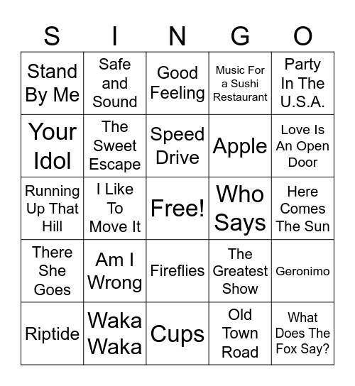 Boys & Girls Club Singo #2 Bingo Card