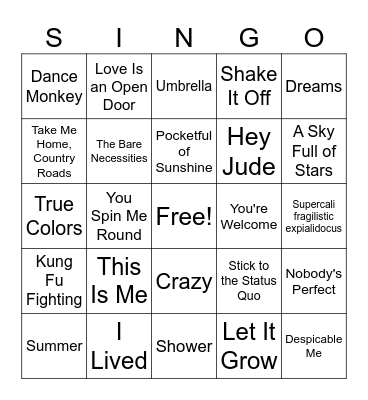Boys & Girls Club Singo #4 Bingo Card