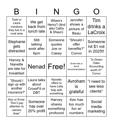 GPP Live @ Kona Kai Bingo Card