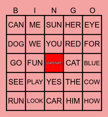 SIGHT WORDS Bingo Card