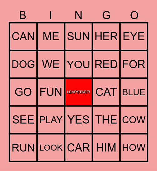 SIGHT WORDS Bingo Card