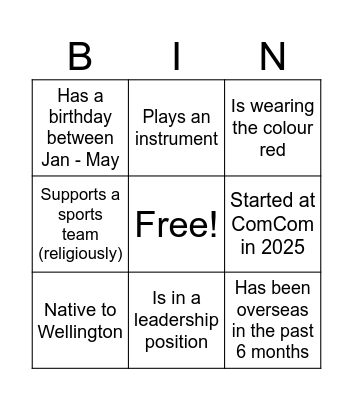 Human Bingo Card