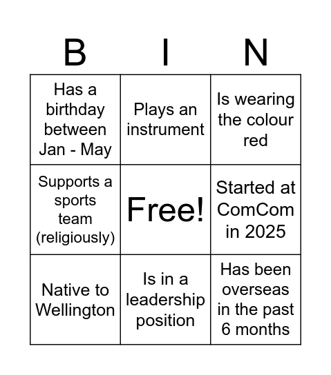 Human Bingo Card