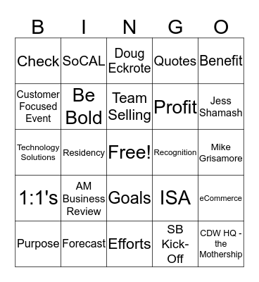 SoCAL Team Meeting Bingo Card