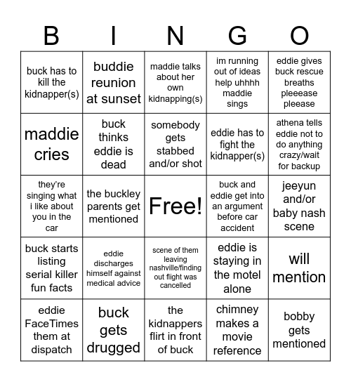 9x13 bingo Card