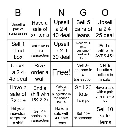 TEAM BINGO Card