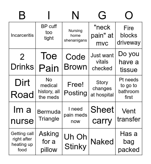 458 Bingo Card