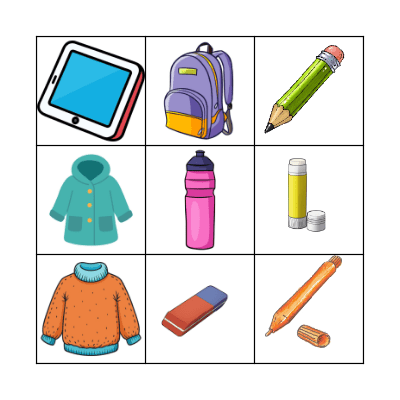 School Things Bingo Card