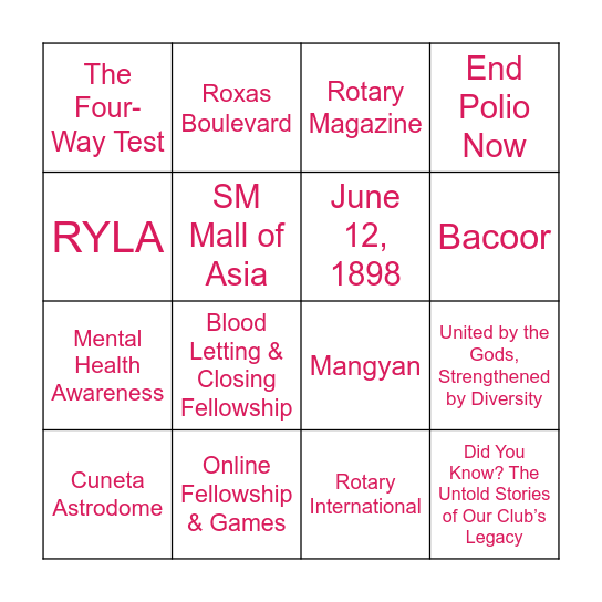 Share & Luck: Online Bingo Night Bingo Card