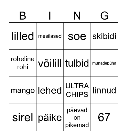 bingo of pedos Bingo Card