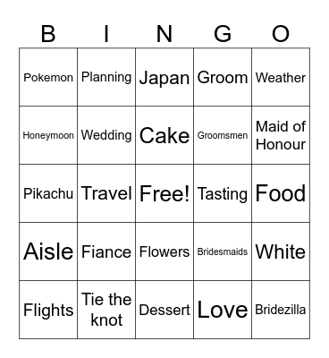 Bridal Shower Bingo Card