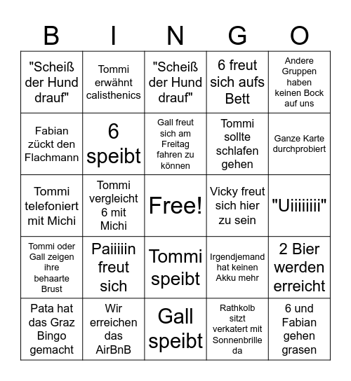 Grazer Bingo Card