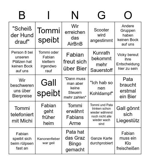 Grazer Bingo Card