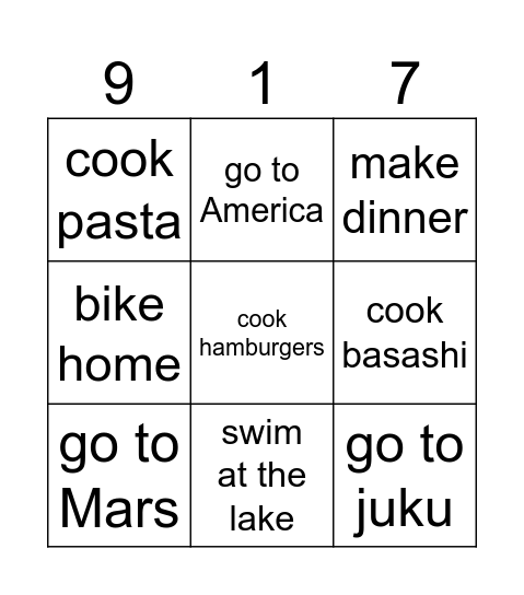 My Weekend Bingo Card