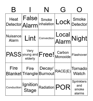 Fire Safety Bingo Card