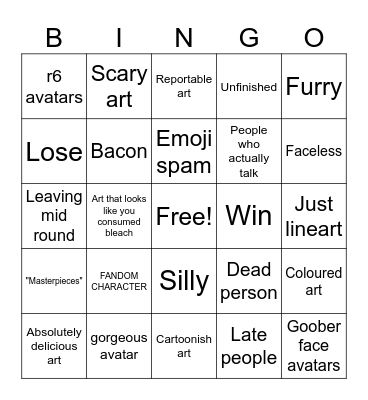 Freedraw bingo Card