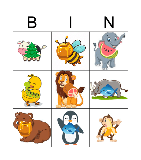 Animal feed Bingo Card