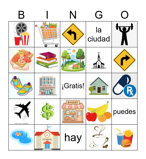 Lugares en la ciudad Bingo Card