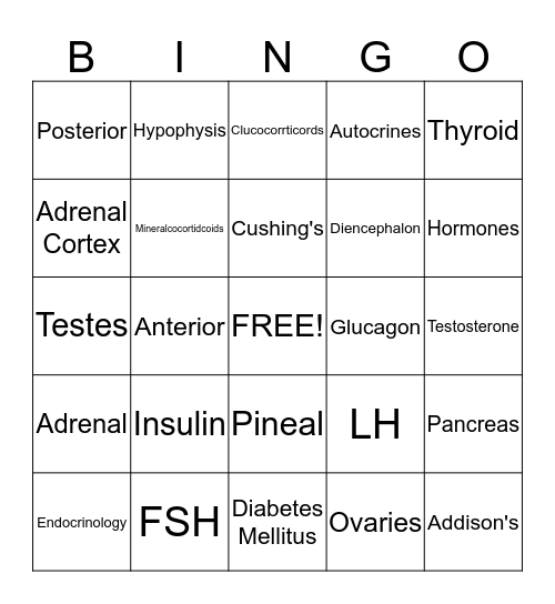 Endocrine Bingo! Bingo Card