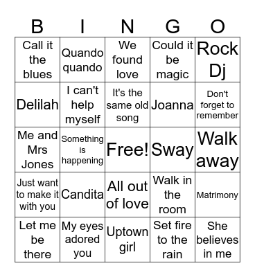 Hits 30 Bingo Card