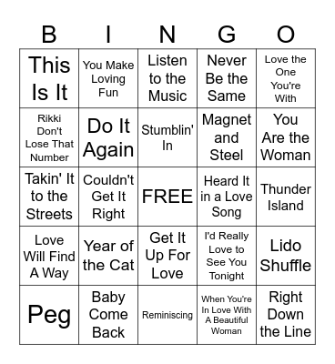 YACHT ROCK - GAME #2 Bingo Card