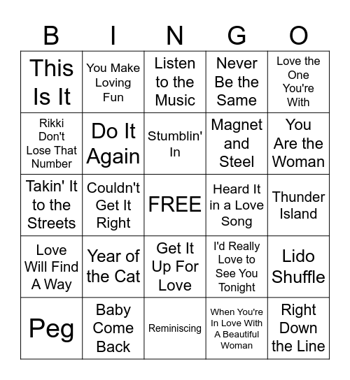 YACHT ROCK - GAME #2 Bingo Card