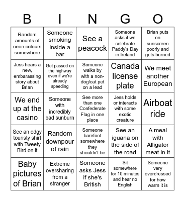 The Wild World of Florida Bingo Card