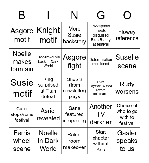 Chapter 5 Bingo Card