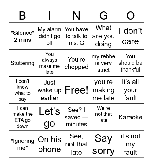 Cd morning Shpiel bingo Card