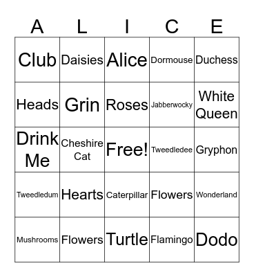 WONDERLAND BINGO Card