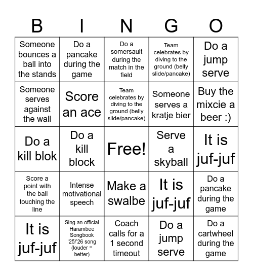MixRound Bingo Card