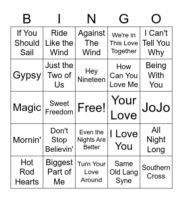 YACHT ROCK - GAME #3 Bingo Card