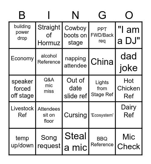 Ag & Dairy StoneX v6 Bingo Card