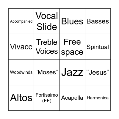 Arabian Dances Bingo Card