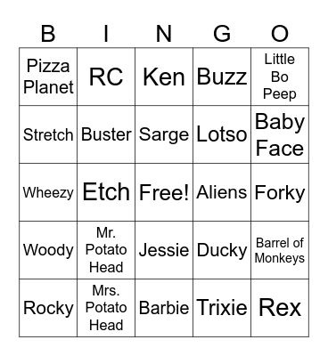 Toy Story Bingo Card