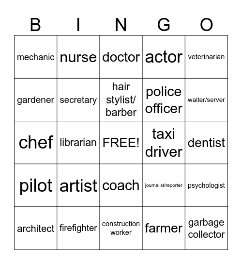 JOBS Bingo Card
