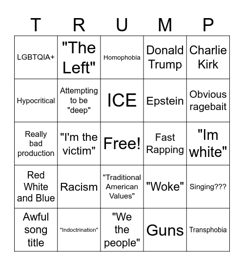 Tom MacDonald Bingo Card