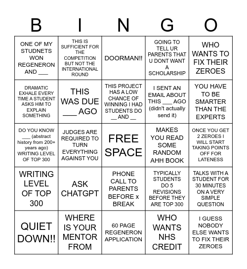 DR SHAPOVALOV BINGO Card