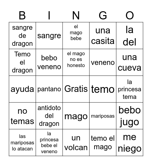 Antidoto del dragon Bingo Card