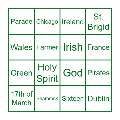 St. Patrick's Day BINGO Card